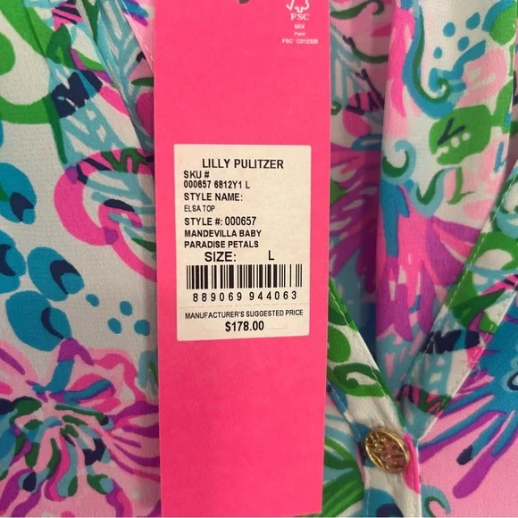 NWT Lilly Pulitzer Elsa Silk Top Sz L - Picture 8 of 12